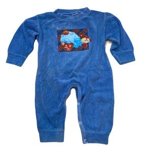 Vintage Chocolate Soup Blue Onesie With Bear